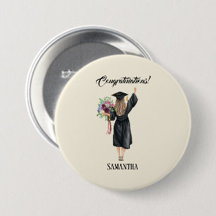 Personalised Watercolor Graduation (8) 7.5 Cm Round Badge