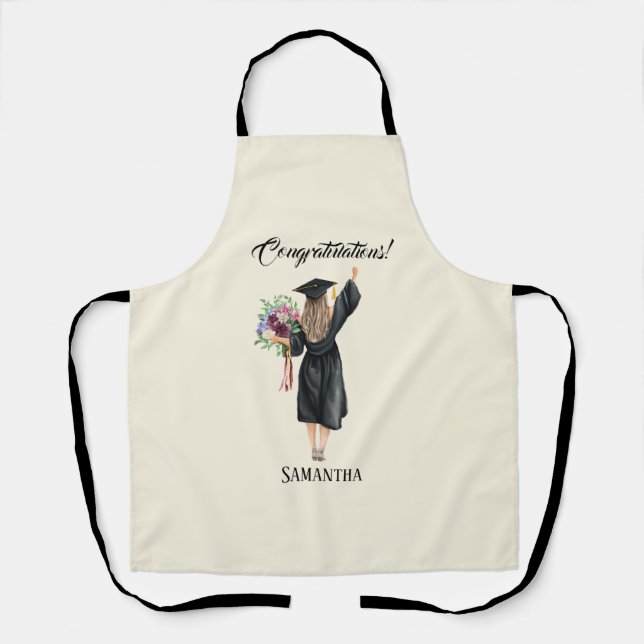 Personalised Watercolor Graduation (8) Apron (Front)