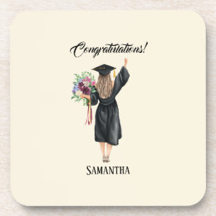 Personalised Watercolor Graduation (8) Coaster