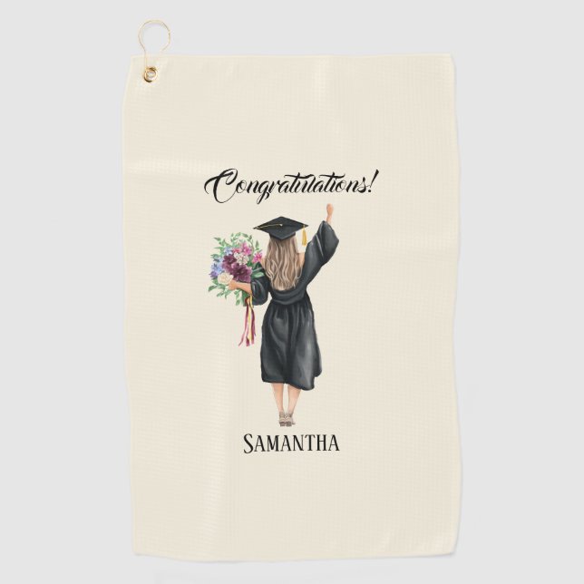 Personalised Watercolor Graduation (8) Golf Towel (Front)