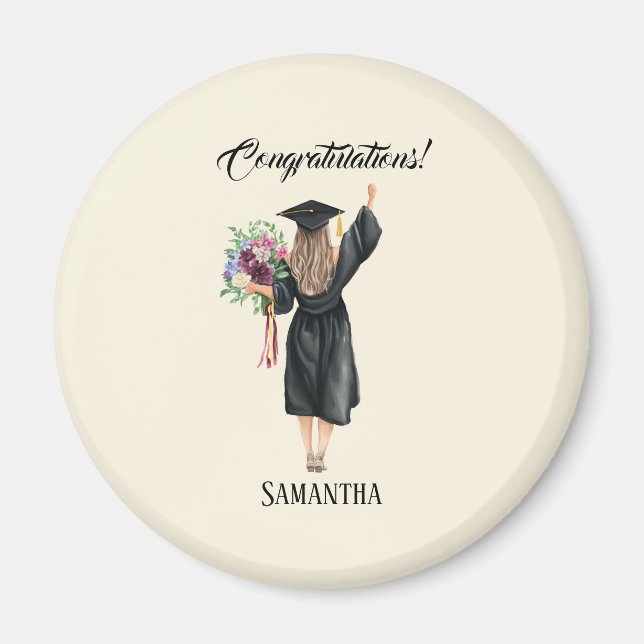 Personalised Watercolor Graduation (8) Magnet (Front)