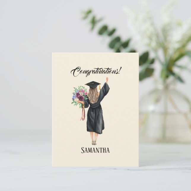 Personalised Watercolor Graduation (8) Postcard (Standing Front)
