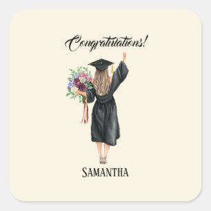 Personalised Watercolor Graduation (8) Square Sticker
