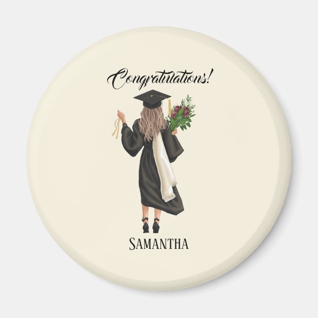 Personalised Watercolor Graduation (9) Magnet (Front)