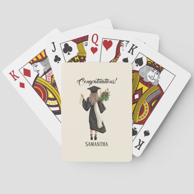 Personalised Watercolor Graduation (9) Playing Cards (Back)