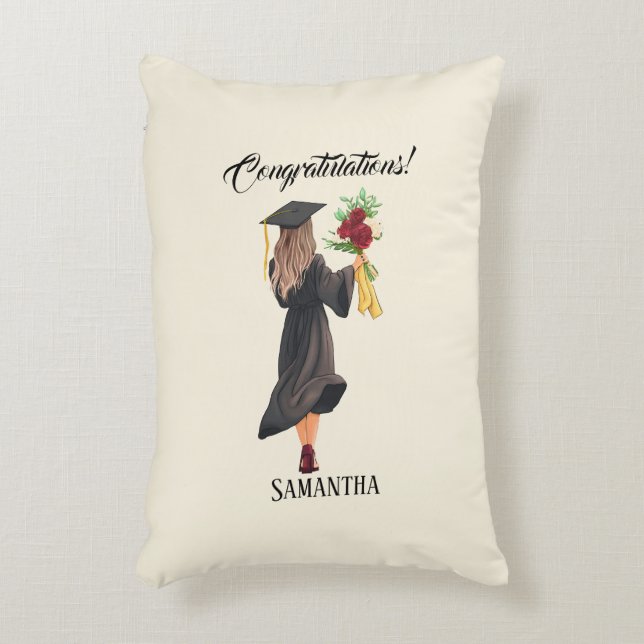 Personalised Watercolor Graduation  Decorative Cushion (Front(Vertical))