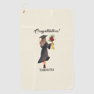 Personalised Watercolor Graduation  Golf Towel