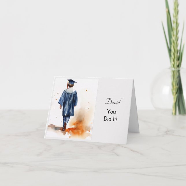 Personalised Watercolor Graduation Greeting Card (Front)