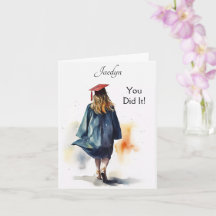 Personalised Watercolor Graduation Greeting Card