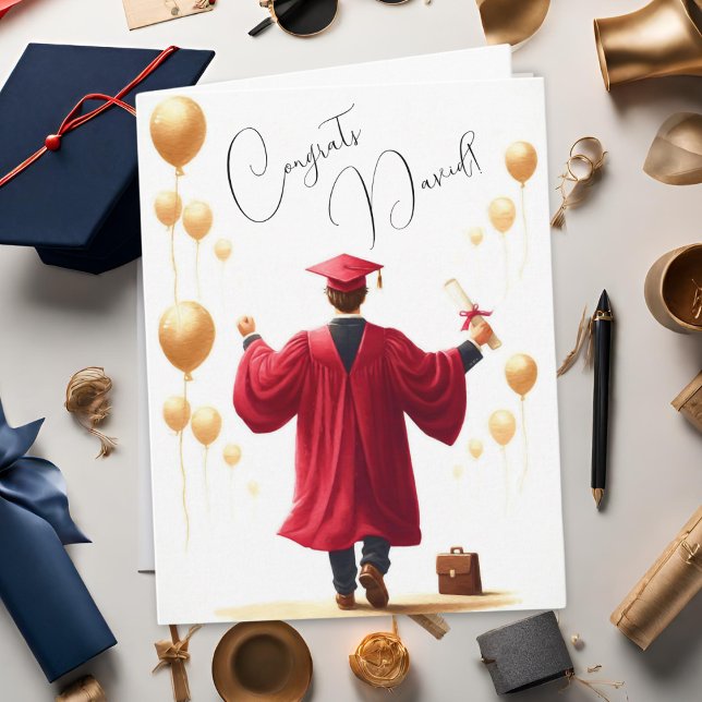 Personalised Watercolor Graduation Master, College Card (Perfect for many different graduate degrees!)