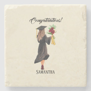 Personalised Watercolor Graduation Stone Coaster