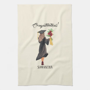 Personalised Watercolor Graduation  Tea Towel