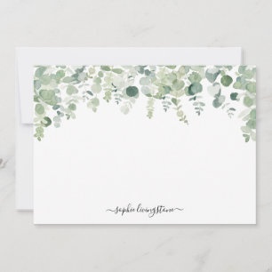 Personalised Watercolor Green Eucalyptus Leaves Card