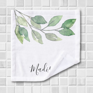 Personalised Watercolor Greenery Bath Towel Set