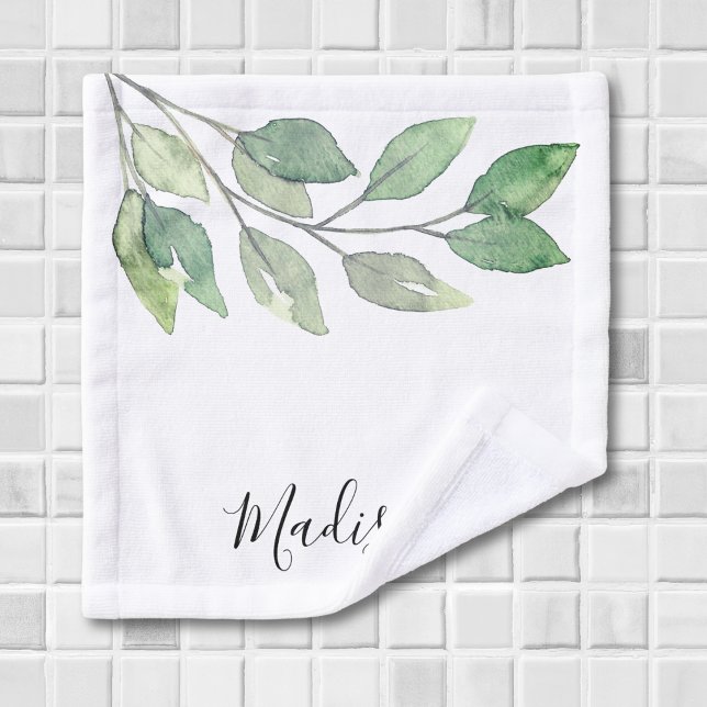 Personalised Watercolor Greenery  Bath Towel Set (Creator Uploaded)