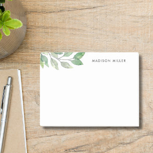 Personalised Watercolor Greenery Post-it Notes