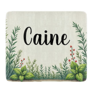 Personalised Watercolor Herb Glass Cutting Board
