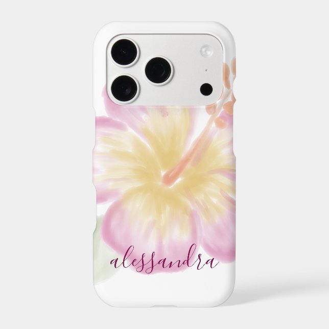 Personalised Watercolor Hibiscus iPhone Case (Back)