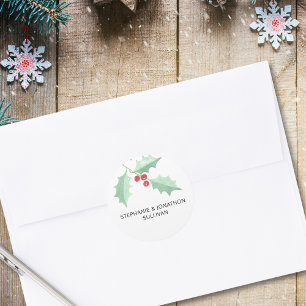 Personalised Watercolor Holly Classic Round Sticker