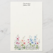 Personalised Watercolor Hollyhock Stationery