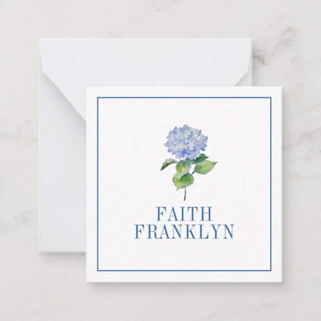 Personalised Watercolor Hydrangea Calling Card (Front)