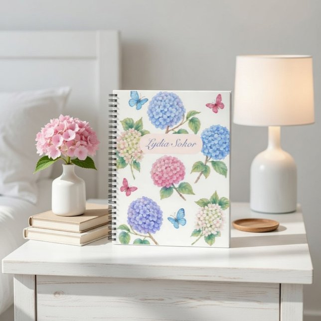 Personalised Watercolor Hydrangea Floral Notebook (Creator Uploaded)