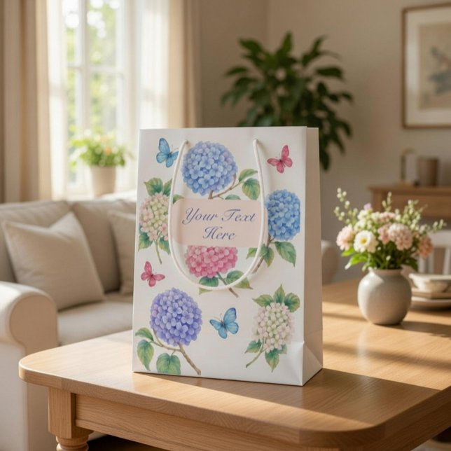 Personalised Watercolor Hydrangea Gift Bag (Creator Uploaded)