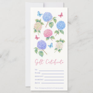 Personalised Watercolor Hydrangea Gift Certificate