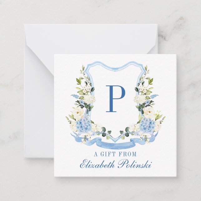 Personalised Watercolor Hydrangea Gift Enclosure Card (Front)