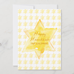 Personalised Watercolor Jewish Star Hanukkah  Holiday Card