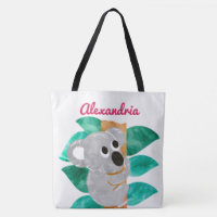 Personalised Watercolor Koala Bear Animal Girls