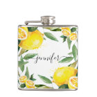 Personalised Watercolor Lemon Wedding Flask
