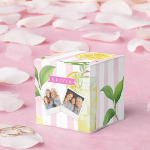 Personalised Watercolor Lemonade Cupcake Stripe Favour Box