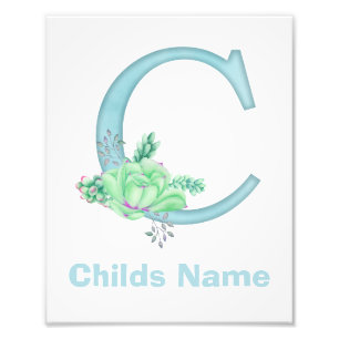 Personalised Watercolor Letter C Photo Print