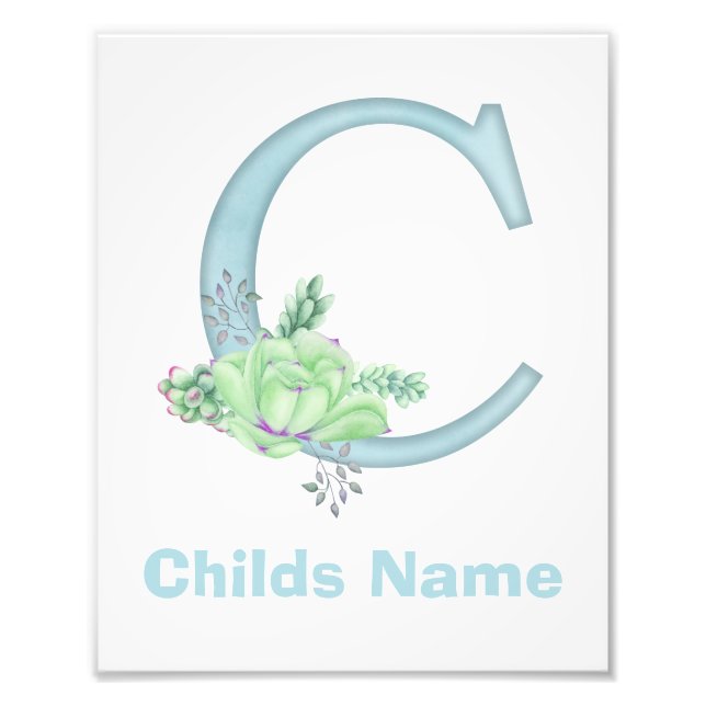 Personalised Watercolor Letter C Photo Print (Front)