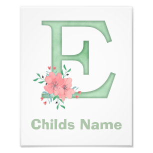 Personalised Watercolor Letter E Photo Print