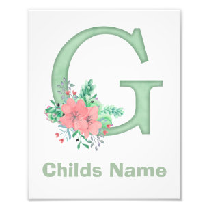 Personalised Watercolor Letter G Photo Print