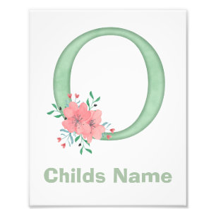 Personalised Watercolor Letter O Photo Print