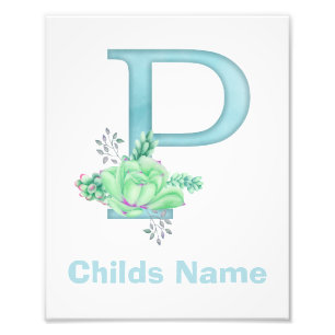 Personalised Watercolor Letter P Photo Print