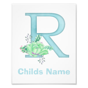 Personalised Watercolor Letter R Photo Print