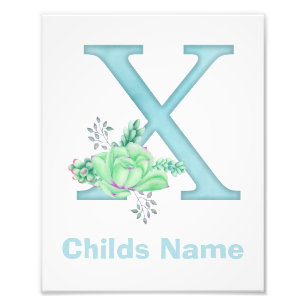 Personalised Watercolor Letter X Photo Print