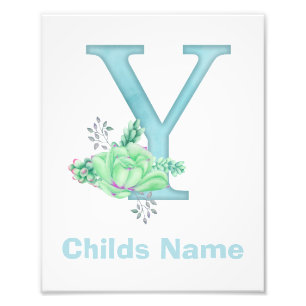 Personalised Watercolor Letter Y Photo Print