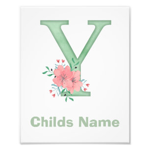 Personalised Watercolor Letter Y Photo Print
