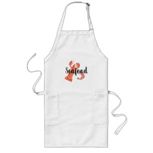 Personalised Watercolor Lobster Shrimp Seafood Long Apron