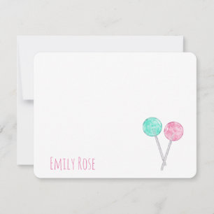 Personalised Watercolor Lollipops Note Card