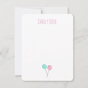 Personalised Watercolor Lollipops Note Card