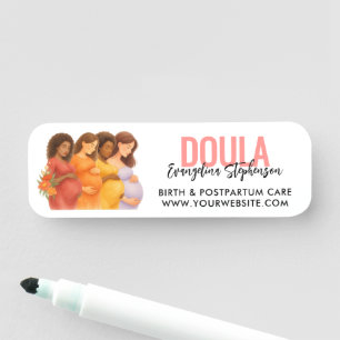 Personalised Watercolor Midwife DOULA Name Tag