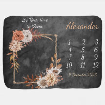 Personalised Watercolor milestone Baby Blanket