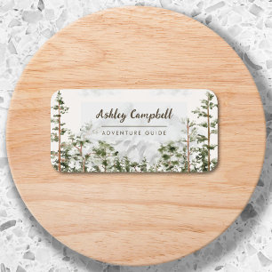Personalised Watercolor Mountain and Forest Name Tag