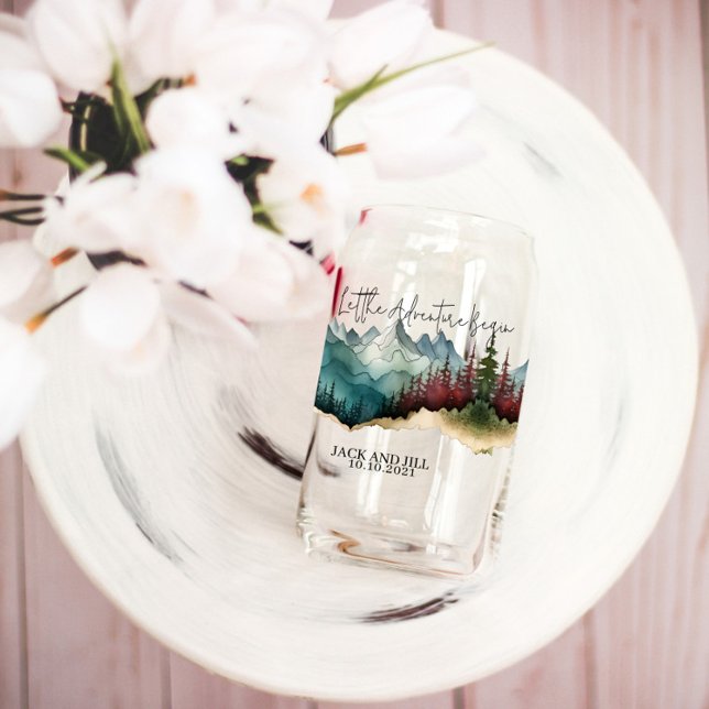 Personalised watercolor mountain beer can glass (Creator Uploaded)